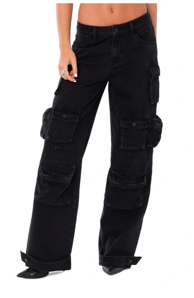 Edikted Oversize Cargo Jeans In Black