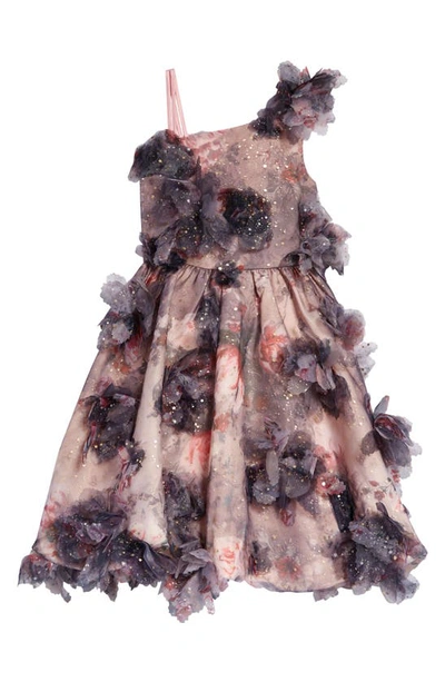 Marchesa Kids' Floral Metallic Bubble Skirt Party Dress In Mauve