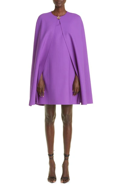 Oscar De La Renta Jewel Neck Cape Shift Dress In Hyacinth | ModeSens