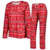 CONCEPTS SPORT CONCEPTS SPORT SCARLET OHIO STATE BUCKEYES FLURRY UGLY SWEATER LONG SLEEVE T-SHIRT & PANTS SLEEP SET