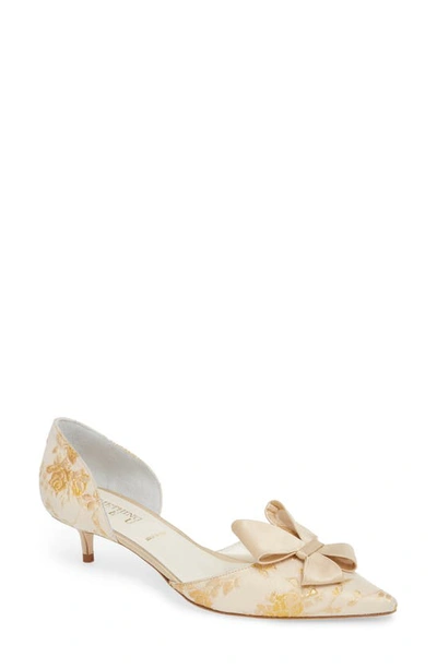 Something Bleu Cliff Bow D'orsay Pump In Gold Romance