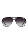 Quay High Key 55mm Polarized Aviator Sunglasses In Black / Fade Polarized