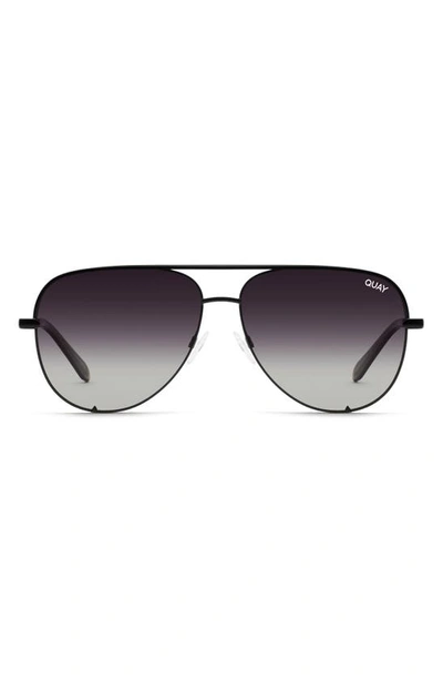 Quay High Key 55mm Polarized Aviator Sunglasses In Black / Fade Polarized