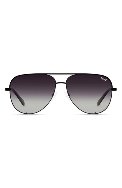 Quay High Key 51mm Polarized Aviator Sunglasses In Black Fade