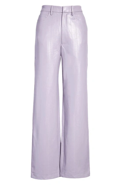 Rotate Birger Christensen Rotie Embossed Faux Leather Wide Leg Pants In Lilac