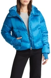 Ugg Ronney Water Resistant Crop Puffer Jacket In Med Blue