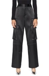 Frame Relaxed Fit Straight Leg Satin Cargo Pants In Black