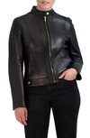 Cole Haan Racer Leather Jacket In Black