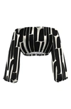 Diarrablu Naka Off-the-shoulder Long Sleeve Crop Top In Black