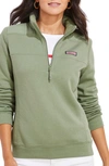 Vineyard Vines Shep Quarter-zip Knit Shirt In Sage Olive