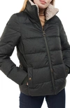 Barbour Allium Baffle Quilted Faux Fur Lined Collar Puffer Jacket In Olive