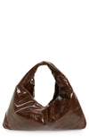 Kassl Small Anchor Oiled Canvas Top Handle Bag In Dark Brown