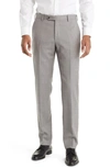 Zanella Parker Flat Front Stretch Wool Trousers In Light Grey