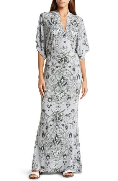 Norma Kamali Obie Jewel Print Cover-up Maxi Dress In Light Jewel