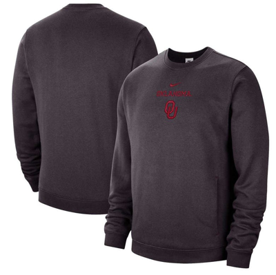 Nike Charcoal Oklahoma Sooners Campus Block Club Pullover Sweatshirt In Black