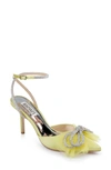 Badgley Mischka Women's Sacred Embellished Ankle Strap Pumps In Soft Lime Satin