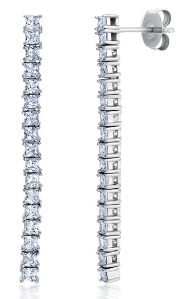 Crislu Cubic Zirconia Linear Drop Earrings In Platinum