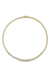 Crislu Graduated Bezel Necklace In Gold