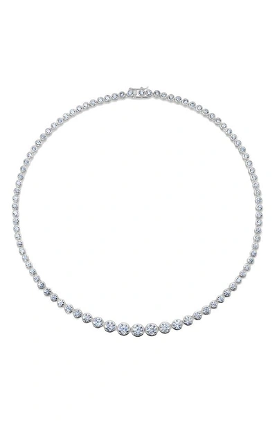 Crislu Graduated Bezel Necklace In Platinum