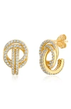 Crislu Pavé Huggie Hoop Earrings In Gold