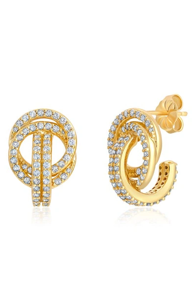 Crislu Pavé Huggie Hoop Earrings In Gold
