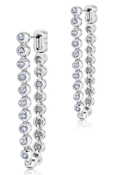 Crislu Graduated Bezel Drop Earrings In Platinum