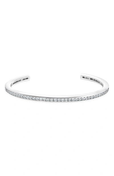 Crislu Princess Cut Cubic Zirconia Channel Cuff Bracelet In Platinum