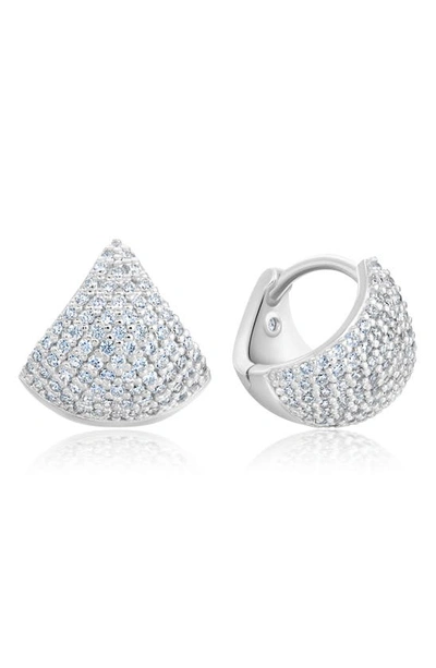 Crislu Pavé Huggie Hoop Earrings In Platinum