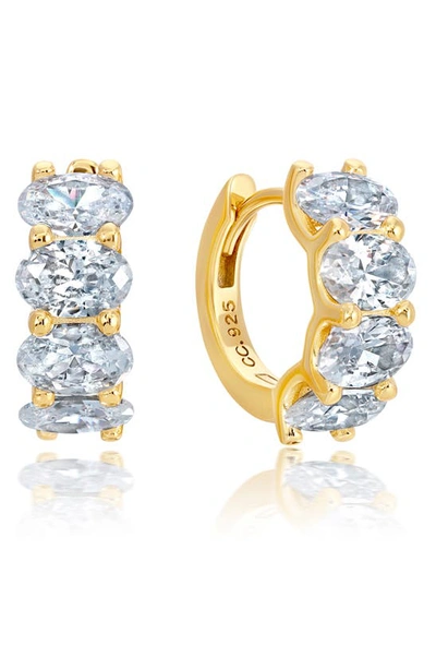Crislu Cubic Zirconia Huggie Hoop Earrings In Gold