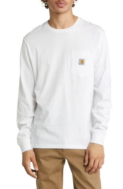 Carhartt Long Sleeve Pocket T-shirt In White