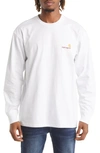 Carhartt Embroidered Long Sleeve Organic Cotton Pocket T-shirt In White
