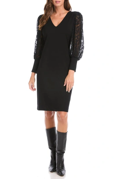 Karen Kane Lace Long Sleeve Sheath Dress In Black
