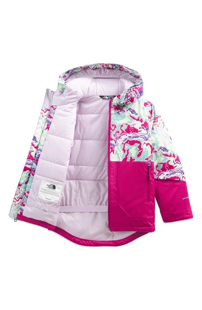 The North Face Kids' Freedom Insulated Waterproof Hooded Jacket In Purple Terrain Multi Print