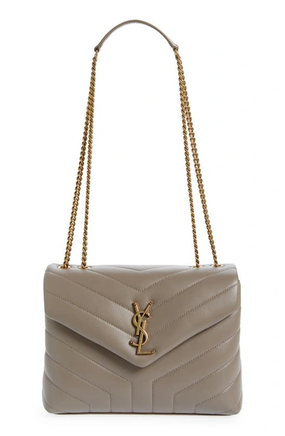 Saint Laurent Loulou Small Matelasse Calfskin Flap-top Shoulder Bag In Beige