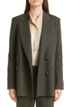 Twp Oversize Double Breasted Stretch Wool Blazer In Military