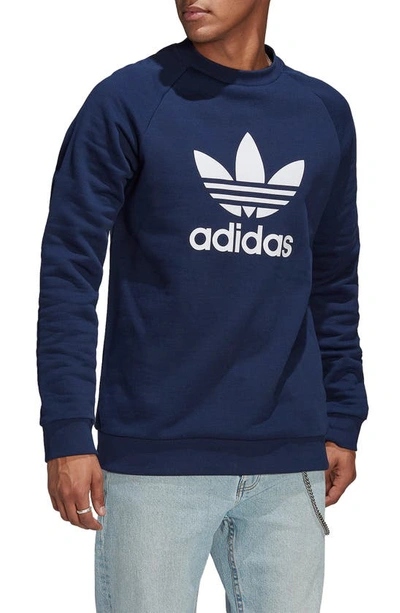 Adidas Originals Adidas Men's Adicolor Classics Trefoil Crewneck Sweatshirt In Night Indigo / Wht