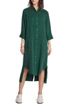 Wash Lab Denim Chill Out Shirtdress In Rich Green (finished Hem)