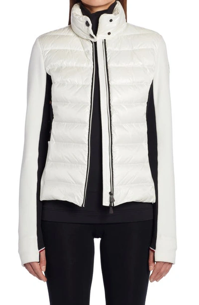 Moncler Padded Nylon And Knit Cardigan In White