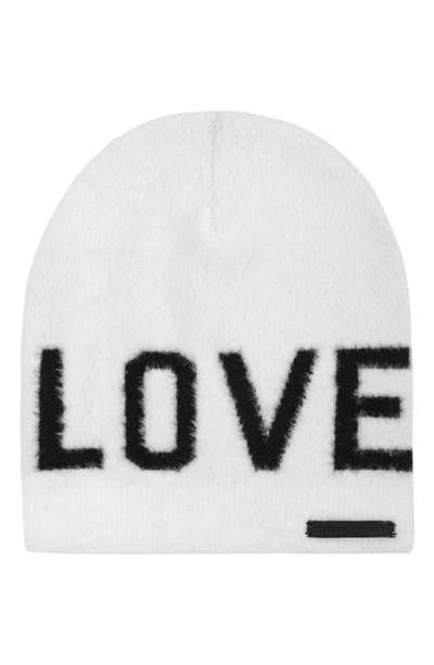 Rebecca Minkoff Love Beanie Fuzzy Eyelash Knit Cream Black Graphic OSFA It main image 4
