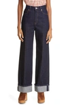 Ulla Johnson The Genevieve Topstitched Wide-leg Denim Jeans In Tigris Rigid Wash