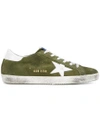Golden Goose Olive Green Distressed Superstar Sneakers