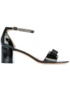 Ferragamo Gavina Bow-embellished Patent-leather Sandals In Black