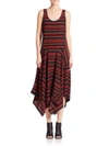 DKNY Striped Stretch-Silk Trapeze Dress