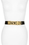 Moschino Logo Lettering Belt In Black