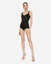Dolce & Gabbana Elasticated Corset-style Bodysuit In Black
