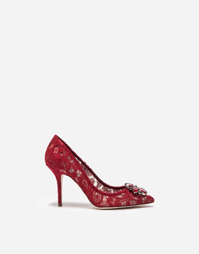 Dolce & Gabbana Pump In Taormina Lace With Crystals In Red