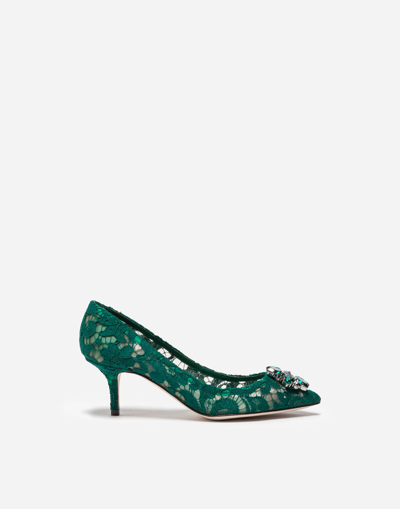 Dolce & Gabbana Crystal-embellished Corded Lace Pumps In Green