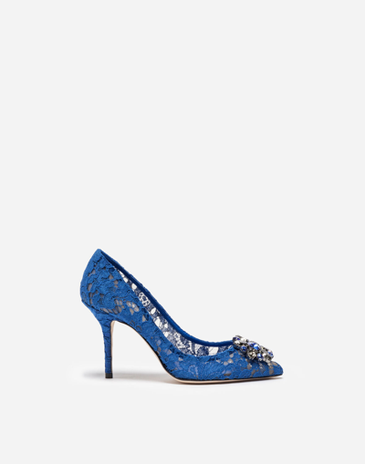 Dolce & Gabbana Pump In Taormina Lace With Crystals In Blue