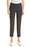 Eileen Fisher Petite Washable Stretch-crepe Slim Ankle Pants In Black