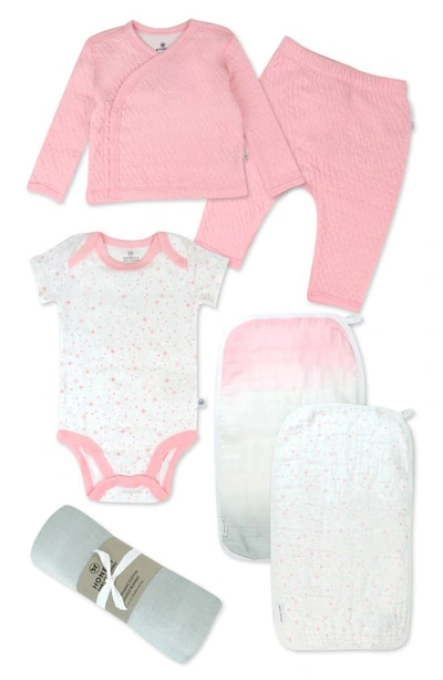 Honest Baby Babies' 6-piece Take Me Home Organic Cotton Gift Set In Twinkle Star White/ Pink